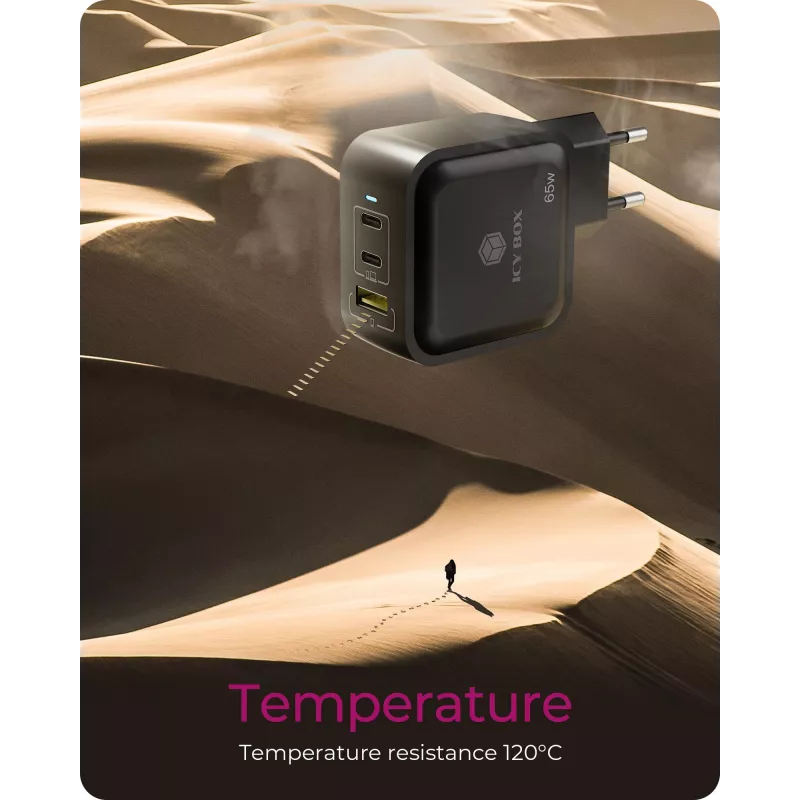Carregador de interior ICY BOX IB-PS1030-PD Universal preto carregamento rápido