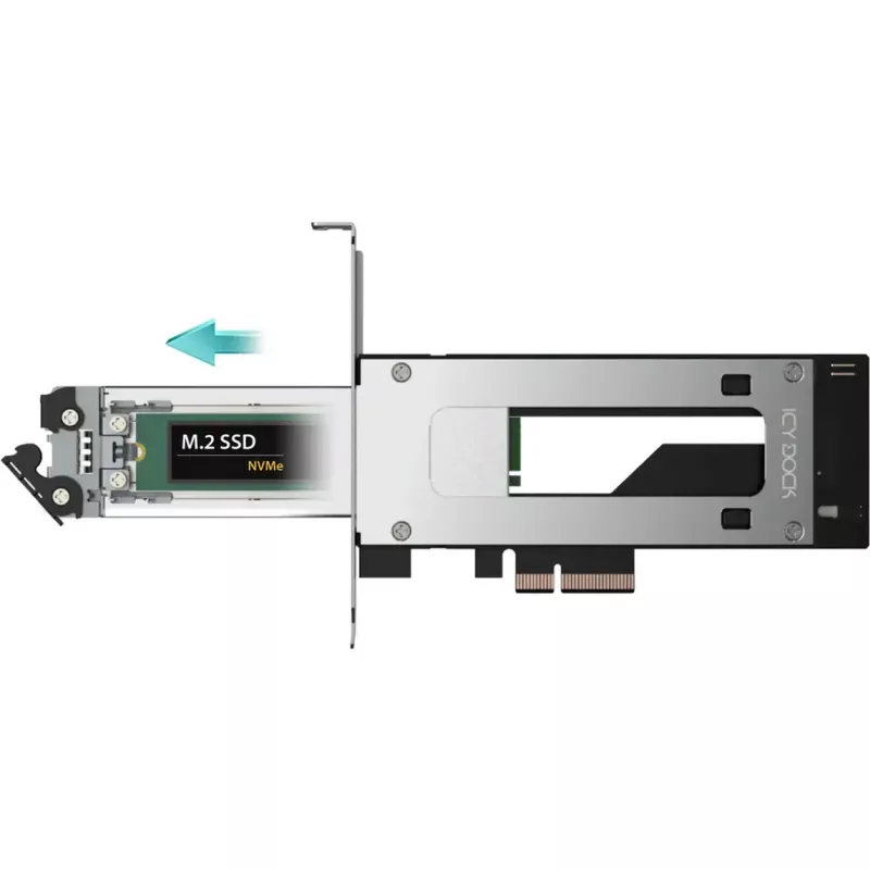 Placa adaptadora PCIe NVMe M.2 Icy Dock MB840M5P-B, preto/prateado