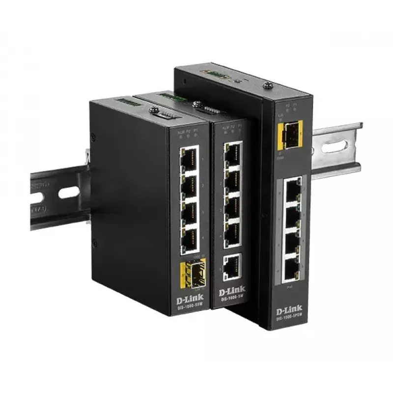 Switch não gerido D-Link de 5 portas com 4 portas 10/100/1000BaseT(X) (4 PoE) e 1 porta 100/1000BaseSFP