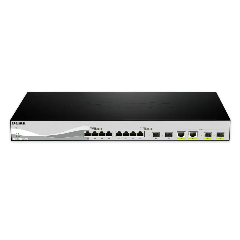 Switch de rede D-Link DXS-1210-12SC/E Gerido L2 10G Ethernet (100/1000/10000) 1U preto, prateado