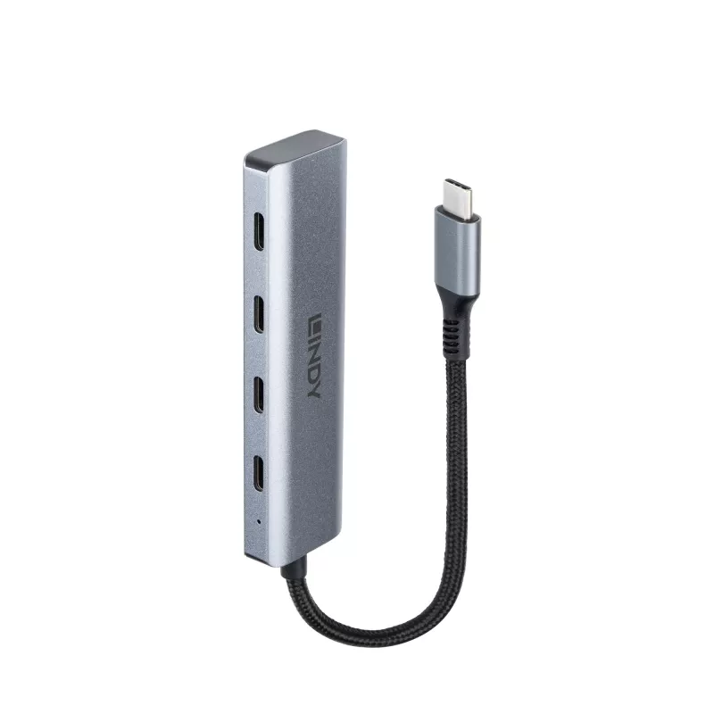 Lindy 43414 hub USB 3.2 Gen 2 Type-C de 4 portas, 4x USB-C, de secretária