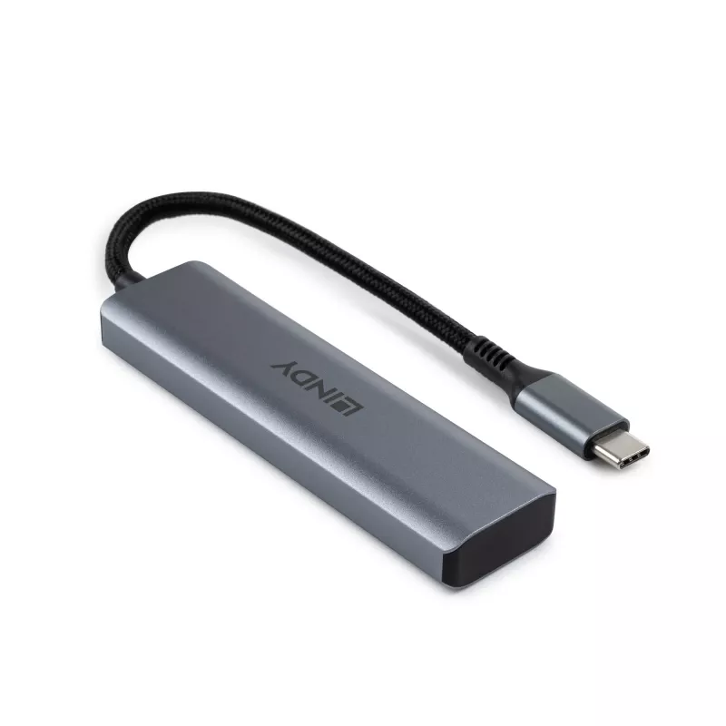 Lindy 43414 hub USB 3.2 Gen 2 Type-C de 4 portas, 4x USB-C, de secretária