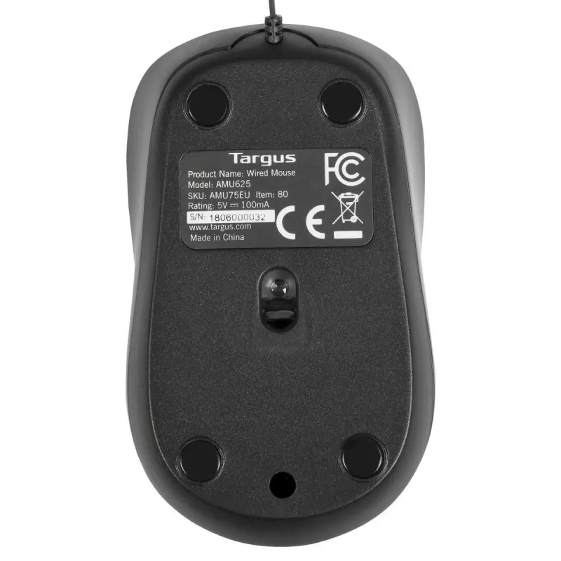 Rato Targus AMU75EU viagem ambidestro USB Type-A Blue Trace 1000 DPI