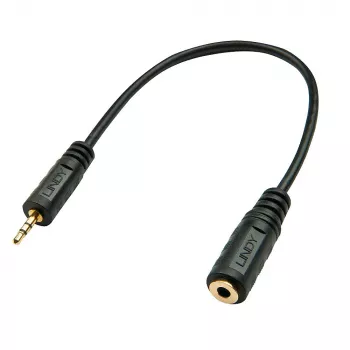Adaptador de áudio Lindy ficha 2,5 mm para conector fêmea 3,5 mm