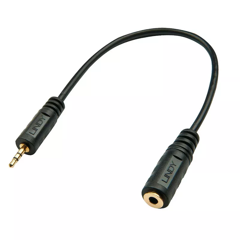 Adaptador de áudio Lindy ficha 2,5 mm para conector fêmea 3,5 mm