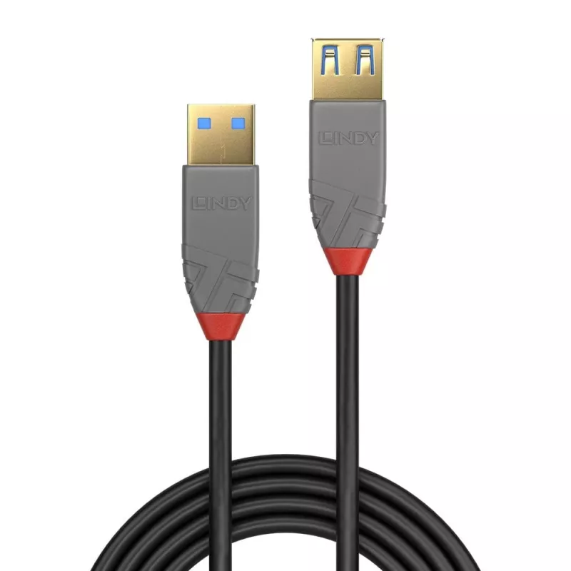 Cabo de extensão USB 3.2 Type-A Lindy 1 m, 5Gbit/s, Anthra Line