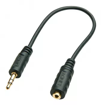 Adaptador de áudio jack 3,5 mm macho para jack 2,5 mm fêmea 20 cm preto