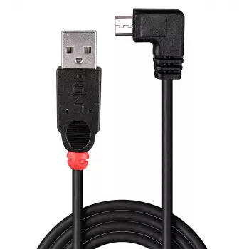 Cabo USB 2.0 Lindy 2 m – Type-A para Micro-B, 90° angular