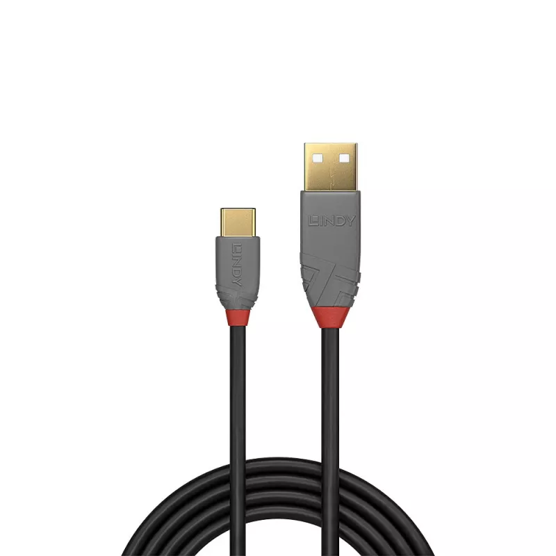 Cabo USB 2.0 Lindy 1 m Type-A para C, Anthra Line