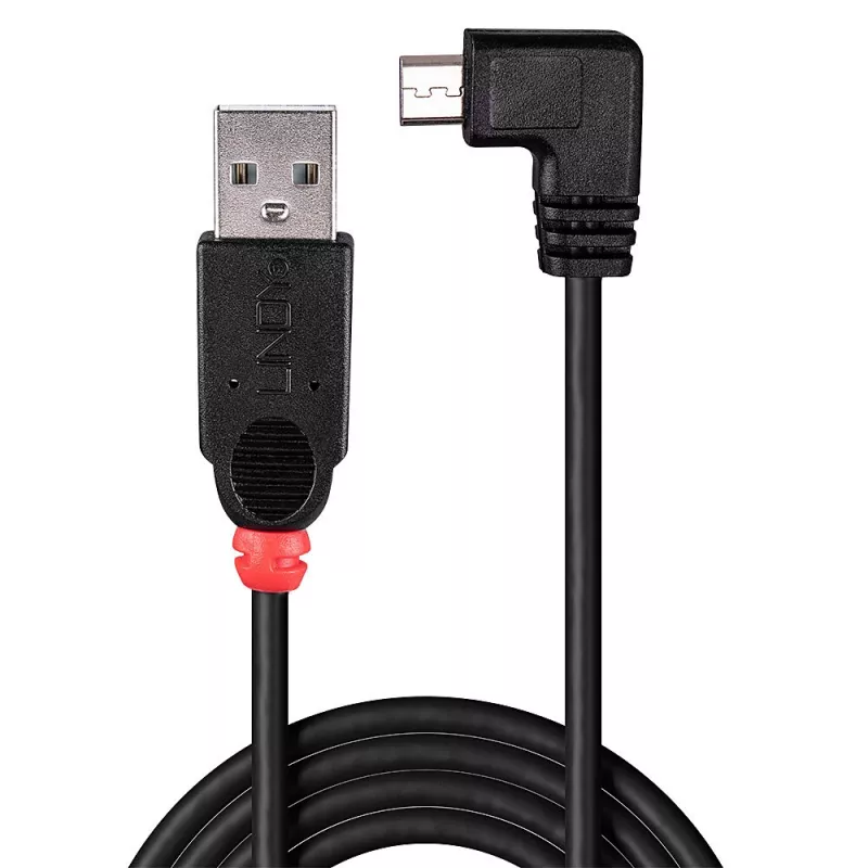 Cabo USB 2.0 Lindy Type-A para Micro-B, 0,5 m, 90° em ângulo reto