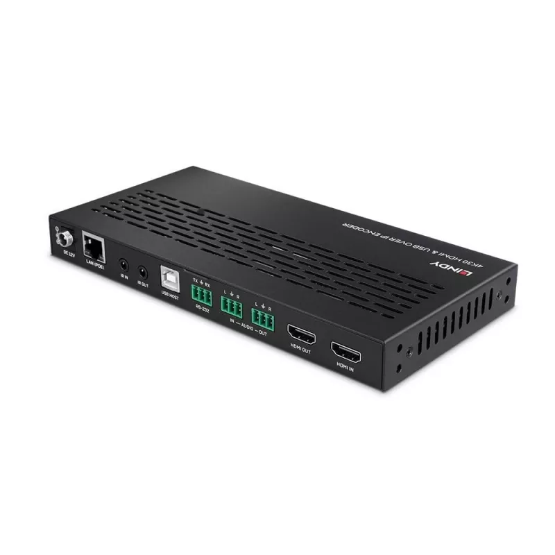 Lindy 38396 codificador 4K30 HDMI e USB sobre IP, Multicast e Videowall, HDMI 2.0, HDCP 2.2, PoE, 100 m