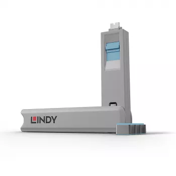Bloqueador de porta Lindy USB Type-C Port Blocker Key, pack de 4, azul