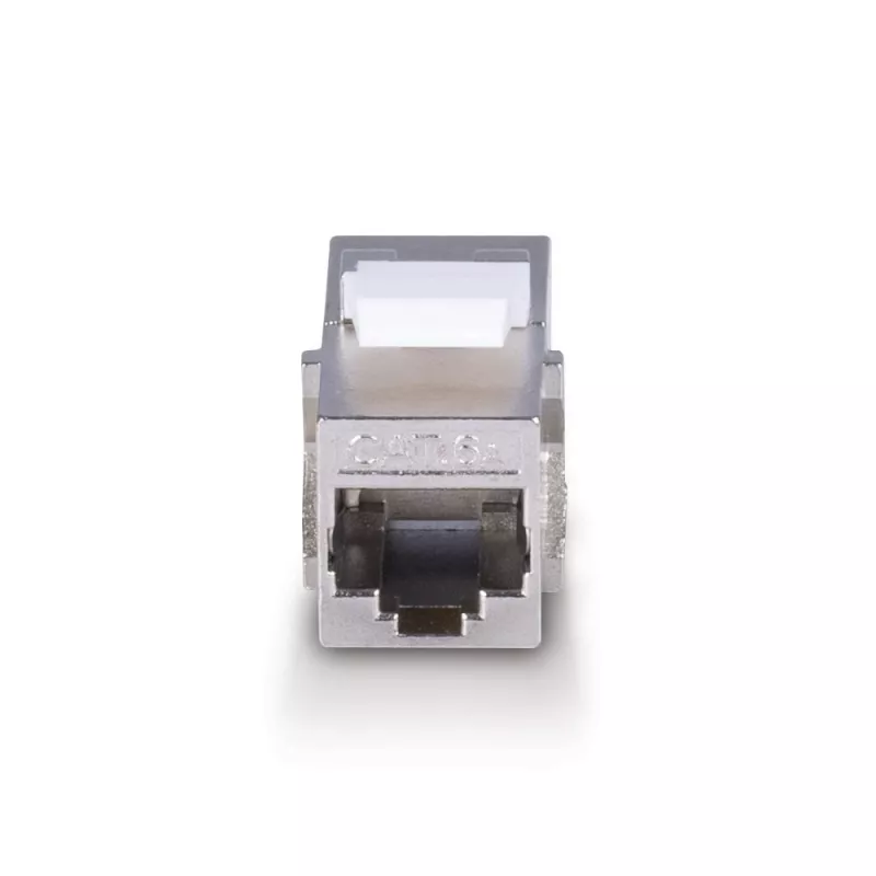 Cabo de rede Lindy CAT 6A acoplador fêmea keystone RJ-45 plano metálico 1 unid.