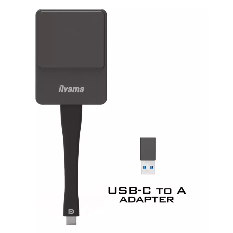 iiyama WP D002C dongle de apresentação sem fios, USB-C (DP-Alt), E-Share, prateado/preto