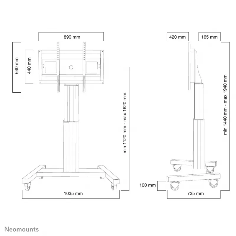 Suporte móvel para TV Neomounts PLASMA-M2500SILVER 42-100 polegadas - motorizado