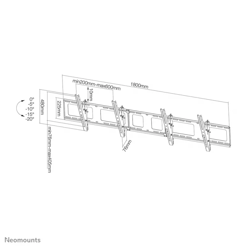 Suporte de parede para menuboard Neomounts NS-WMB200Schwarz 40-52 polegadas - inclinável