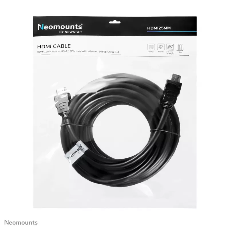 Cabo HDMI Neomounts HDMI25MM – 7,5 metros, 7,5 m, 10,2 Gbit/s, preto