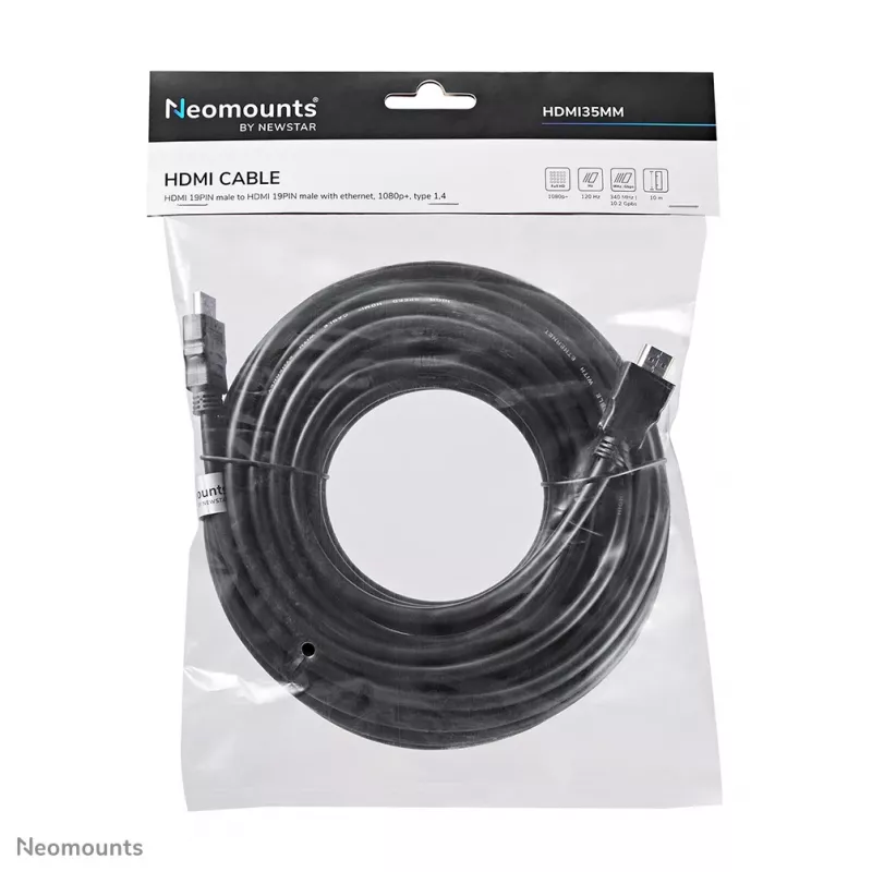 Cabo HDMI Neomounts HDMI35MM - 10 metros, 10 m, HDMI Type-A (Standard), HDMI Type-A (Standard), 10,2 Gbit/s, preto