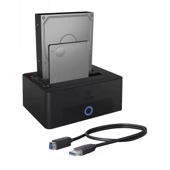 ICY BOX estação de acoplamento e clonagem de 2 baías para discos SATA de 2,5 polegadas ou 3,5 polegadas para host USB 3.0