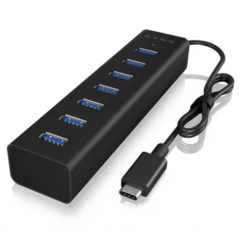 ICY BOX IB-HUB1700-C3 USB 3.2 Gen 1 (3.1 Gen 1) Type-C 5000 Mbit/s preto