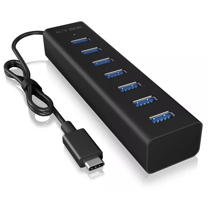 ICY BOX IB-HUB1700-C3 USB 3.2 Gen 1 (3.1 Gen 1) Type-C 5000 Mbit/s preto
