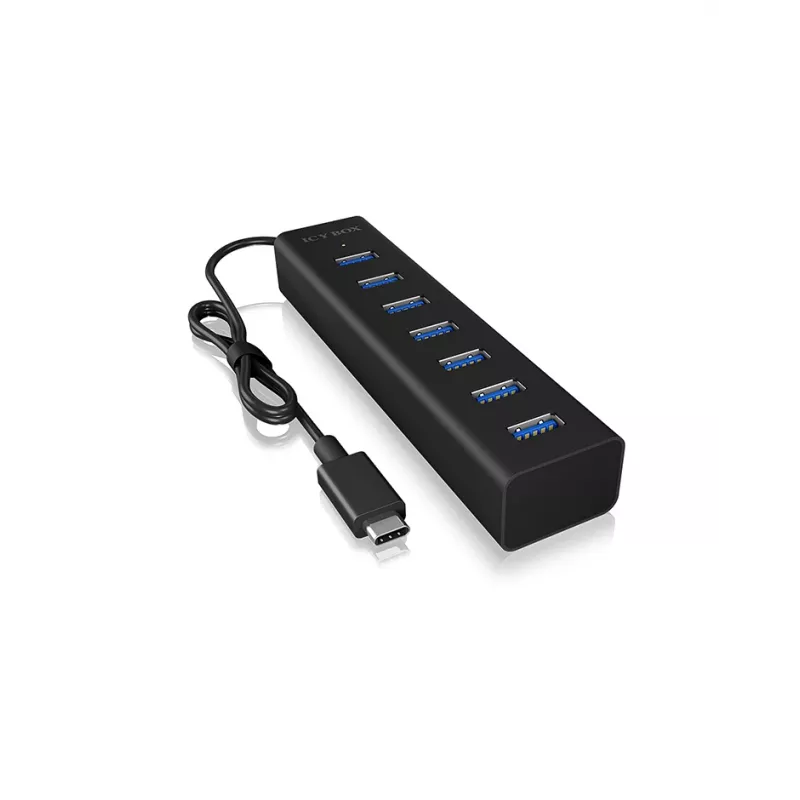 ICY BOX IB-HUB1700-C3 USB 3.2 Gen 1 (3.1 Gen 1) Type-C 5000 Mbit/s preto