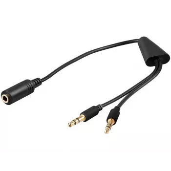 Cabo de áudio Microconnect AUDAL 0,4 m 2x ficha 3,5 mm para conector fêmea 3,5 mm preto