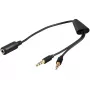 Cabo de áudio Microconnect AUDAL 0,4 m 2x ficha 3,5 mm para conector fêmea 3,5 mm preto