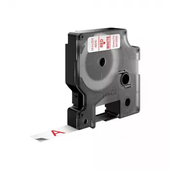 Etiquetas DYMO Authentic D1 | impressão vermelha em fita branca | 12 mm x 7 m | etiquetas autoadesivas para impressoras de etiquetas LabelManager | fabricadas na Europa