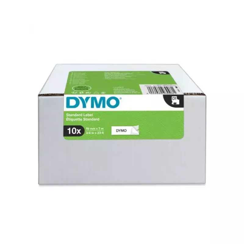 Etiquetas DYMO Authentic D1 | impressão preta sobre branco | 19 mm x 7 m | etiquetas autoadesivas para impressoras de etiquetas LabelManager | 10 unidades