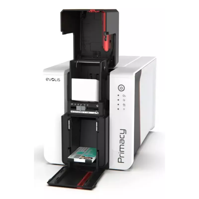 Impressora de cartões de plástico Evolis Primacy 2 — sublimação de cor/transferência térmica de resina, 300 x 1200 DPI, alimentação de 100 folhas, Fast Ethernet