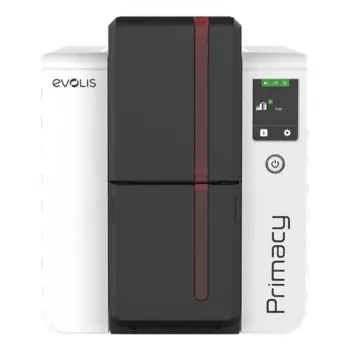 Impressora de cartões de plástico Evolis Primacy 2 — sublimação de cor/transferência térmica de resina, 300 x 1200 DPI, alimentação de 100 folhas, Fast Ethernet