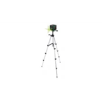 Nível laser Bosch Quigo verde com tripé 1,1 m — conjunto compacto de laser de linhas cruzadas