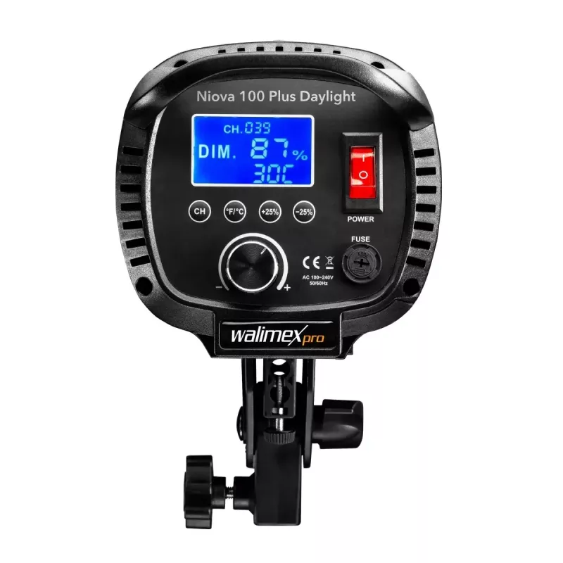 Walimex pro LED Niova 100 Plus Daylight 1022254 luz de vídeo COB LED regulável, 5600 K, CRI 93, refletor Bowens, difusor suave