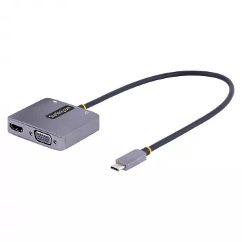Adaptador de vídeo USB-C StarTech.com, adaptador multiporta USB-C para HDMI VGA, áudio de 3,5 mm, 4K 60Hz HDR, 100W PD Pass-Through, compatível com Thunderbolt 3/4 – adaptador de viagem USB-C Display