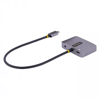 Adaptador de vídeo USB-C StarTech.com, adaptador multiporta USB-C para HDMI VGA, áudio de 3,5 mm, 4K 60Hz HDR, 100W PD Pass-Through, compatível com Thunderbolt 3/4 – adaptador de viagem USB-C Display