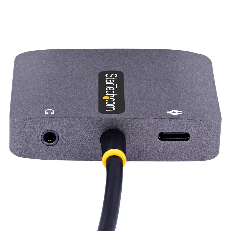 Adaptador de vídeo USB-C StarTech.com, adaptador multiporta USB-C para HDMI VGA, áudio de 3,5 mm, 4K 60Hz HDR, 100W PD Pass-Through, compatível com Thunderbolt 3/4 – adaptador de viagem USB-C Display