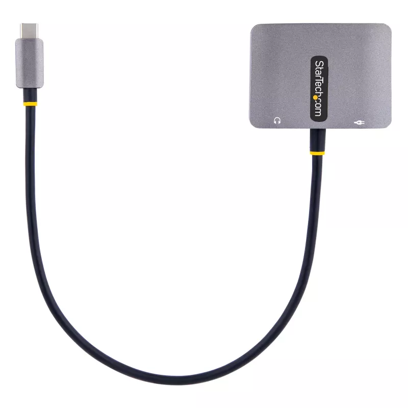 Adaptador de vídeo USB-C StarTech.com, adaptador multiporta USB-C para HDMI VGA, áudio de 3,5 mm, 4K 60Hz HDR, 100W PD Pass-Through, compatível com Thunderbolt 3/4 – adaptador de viagem USB-C Display