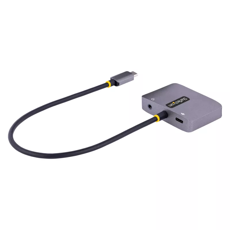 Adaptador de vídeo USB-C StarTech.com, adaptador multiporta USB-C para HDMI VGA, áudio de 3,5 mm, 4K 60Hz HDR, 100W PD Pass-Through, compatível com Thunderbolt 3/4 – adaptador de viagem USB-C Display