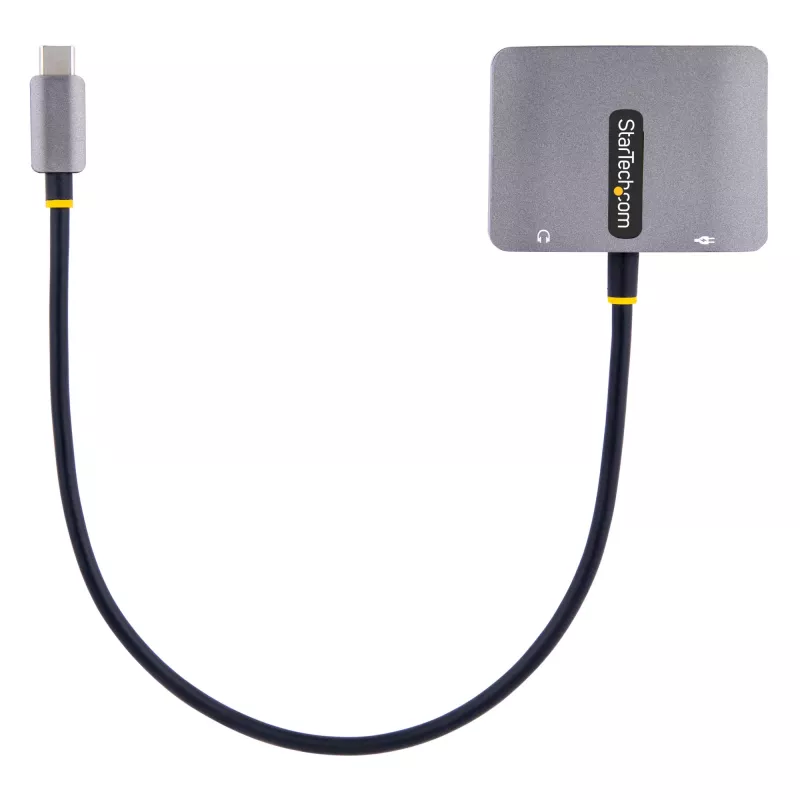 Adaptador de vídeo USB-C StarTech.com, adaptador multiporta USB-C para HDMI VGA, áudio de 3,5 mm, 4K 60Hz HDR, 100W PD Pass-Through, compatível com Thunderbolt 3/4 – adaptador de viagem USB-C Display