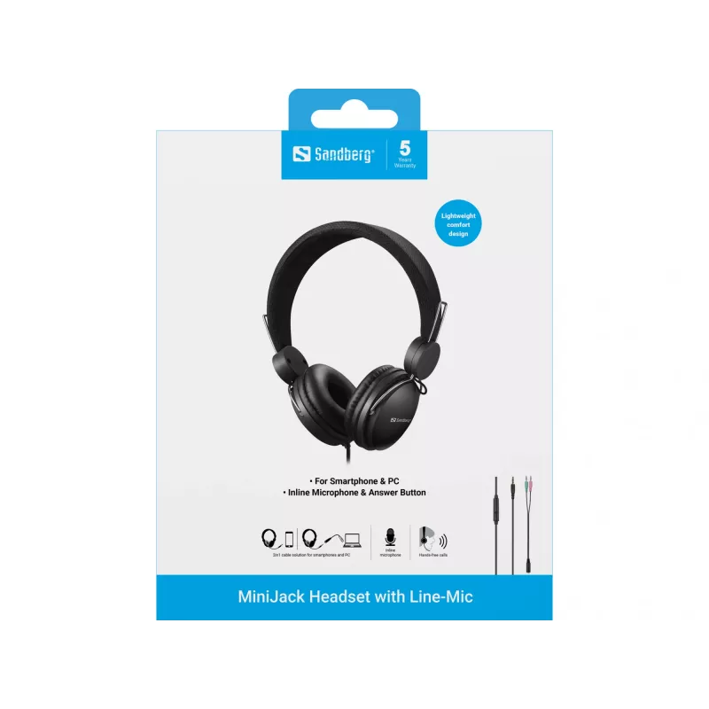 Headset Sandberg MiniJack com microfone inline