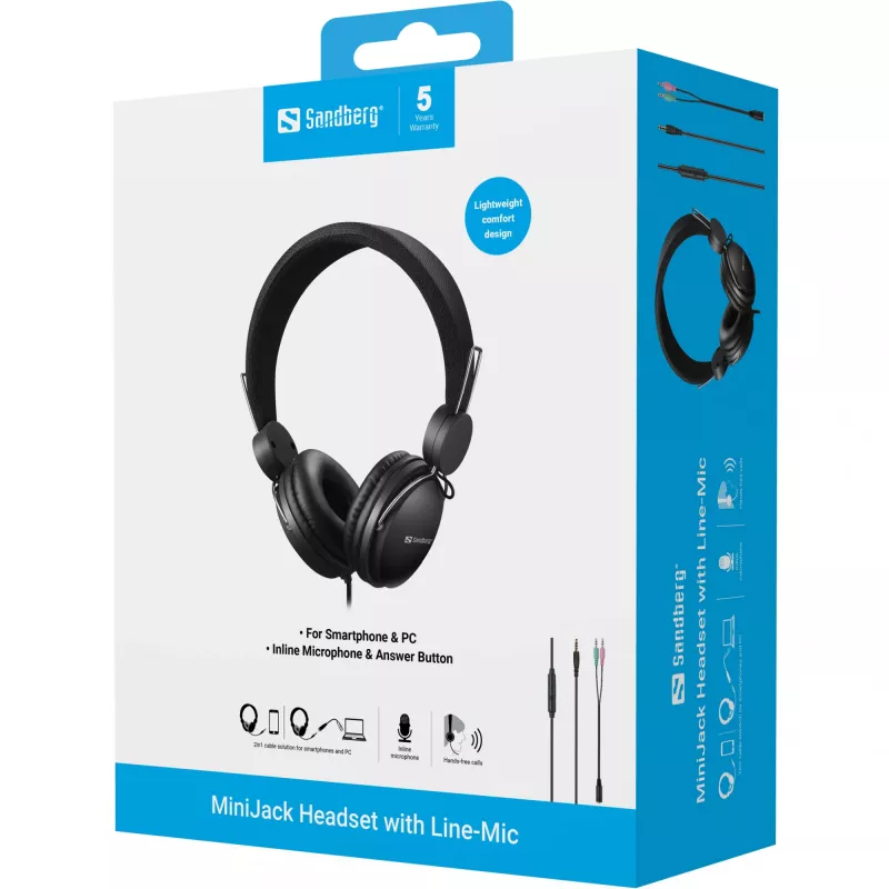 Headset Sandberg MiniJack com microfone inline