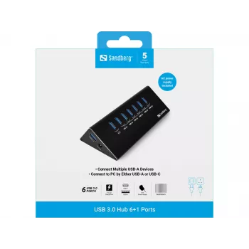 Hub USB 3.0 Sandberg 6+1 portas