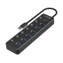 Hub USB Sandberg 7 portas USB 3.0 preto alumínio