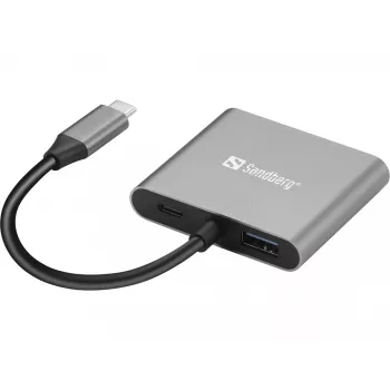 Dock USB-C Sandberg 2xHDMI+USB+PD resolução máxima 3840x2160