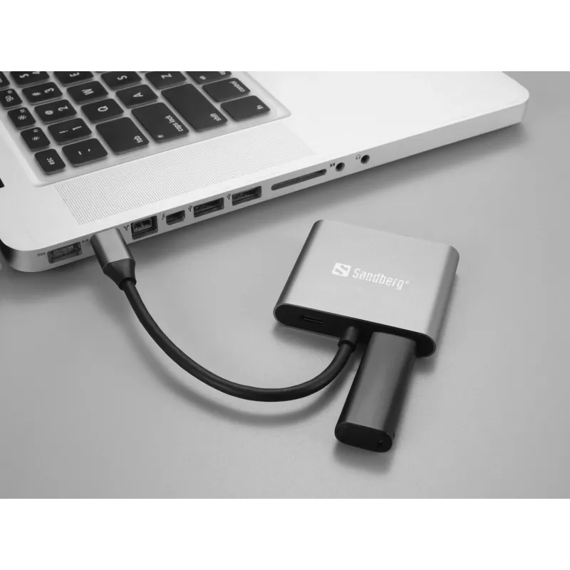 Dock USB-C Sandberg 2xHDMI+USB+PD resolução máxima 3840x2160