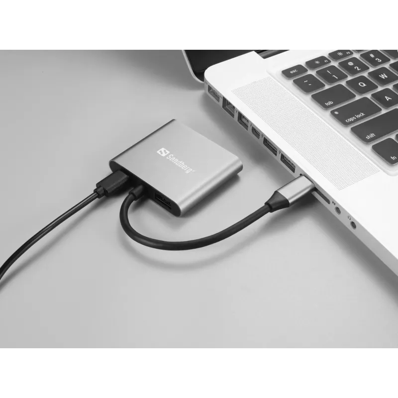 Dock USB-C Sandberg 2xHDMI+USB+PD resolução máxima 3840x2160