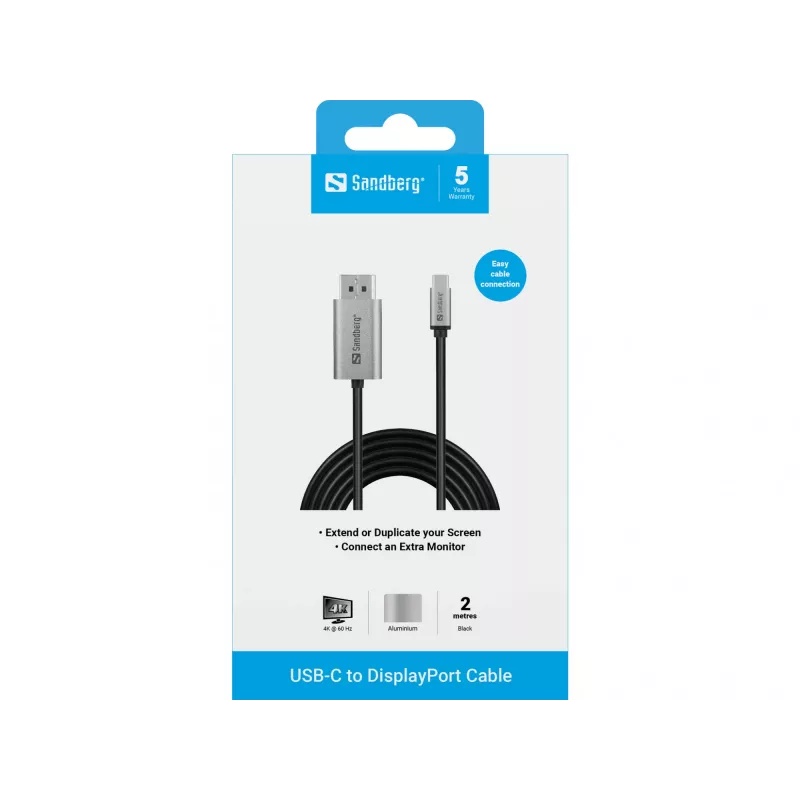 Cabo Sandberg USB-C para DisplayPort 2M USB Type-C DisplayPort 2m
