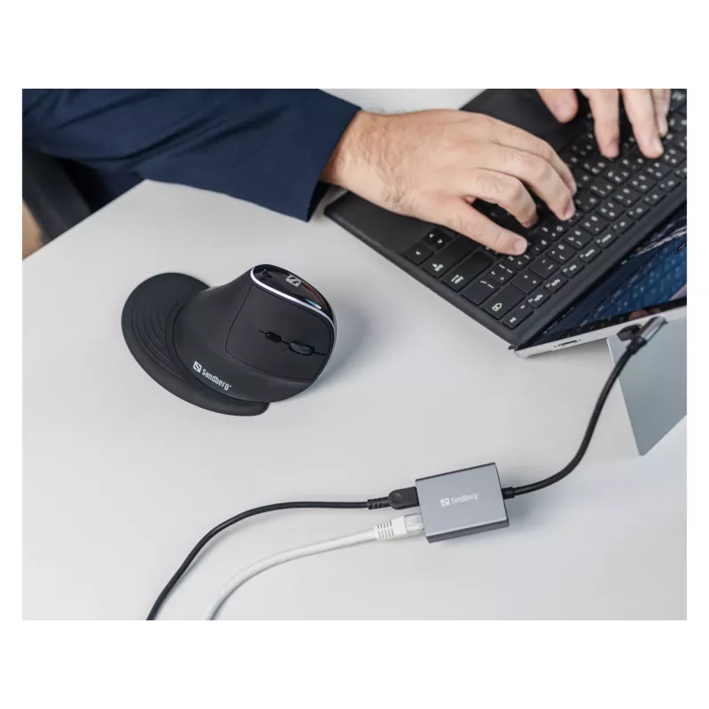 Adaptador Sandberg USB-C Gigabit PD100W USB Type-C RJ-45 1 Gbit/s cinzento