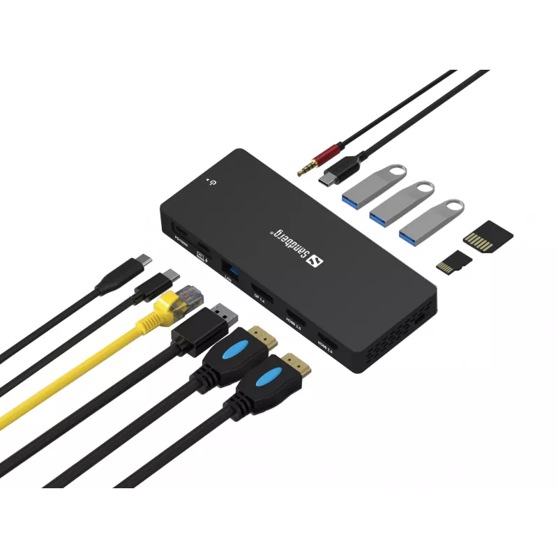 Docking station Sandberg USB-C 13in1 Pro com fios USB 3.2 Gen 1 Type-C